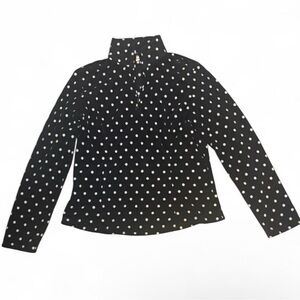 Black Polka Dot Long Sleeve 3/4 Zip Top Coldwater Creek